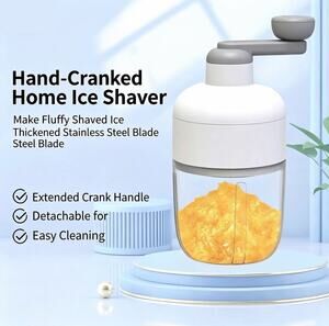 Manual Ice Shaver Hand Crank Snow Cone Maker with 2 Ice Molds